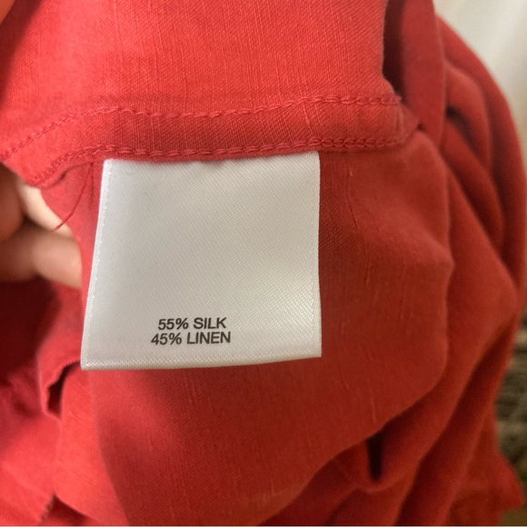 Cremieux Classics men’s button down shirt sleeve shirt linen silk medium red - Picture 10 of 10